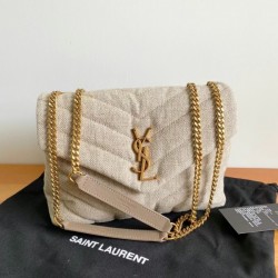 Saint Laurent Loulou Small Bag In Linen Canvas