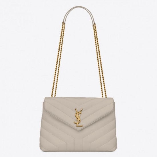 Saint Laurent Loulou Small Bag In White Matelasse Leather