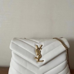 Saint Laurent Loulou Small Bag In White Matelasse Leather