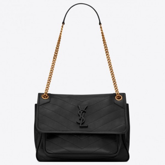 Saint Laurent Medium Niki Bag In Black Lambskin