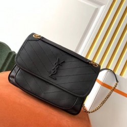 Saint Laurent Medium Niki Bag In Black Lambskin