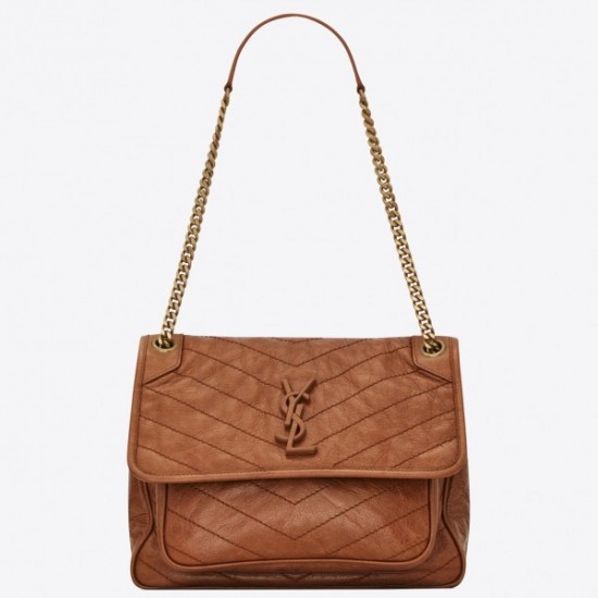 Saint Laurent Medium Niki Bag In Brown Calfskin