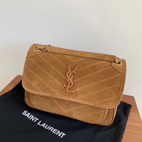 Saint Laurent Medium Niki Bag In Brown Suede