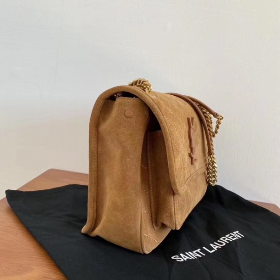 Saint Laurent Medium Niki Bag In Brown Suede