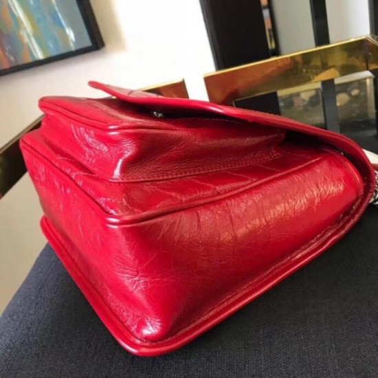 Saint Laurent Medium Niki Bag In Red Crinkled Leather