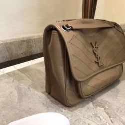 Saint Laurent Medium Niki Bag In Taupe Crinkled Leather