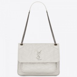 Saint Laurent Medium Niki Bag In White Crinkled Leather