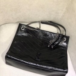 Saint Laurent Medium Niki Shopping Bag In Black Leather