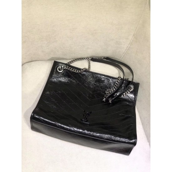 Saint Laurent Medium Niki Shopping Bag In Black Leather