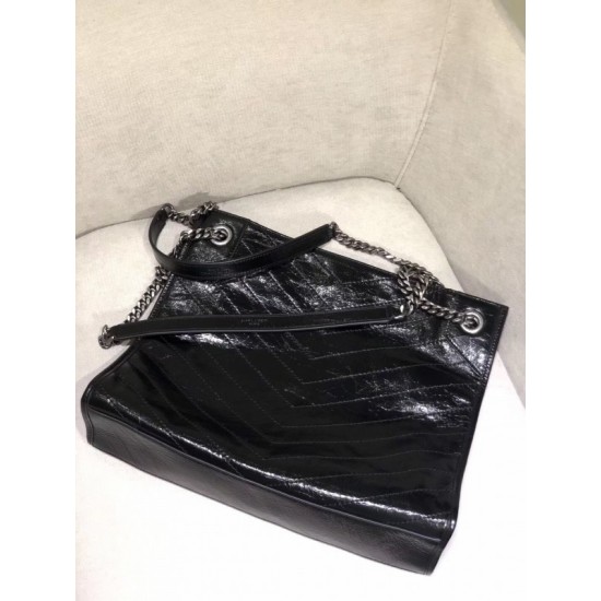 Saint Laurent Medium Niki Shopping Bag In Black Leather