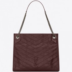 Saint Laurent Medium Niki Shopping Bag In Bordeaux Leather