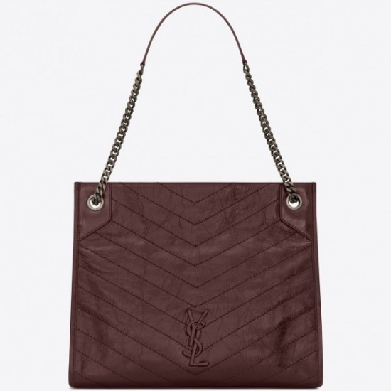 Saint Laurent Medium Niki Shopping Bag In Bordeaux Leather