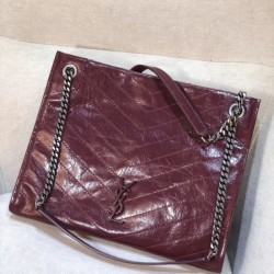 Saint Laurent Medium Niki Shopping Bag In Bordeaux Leather