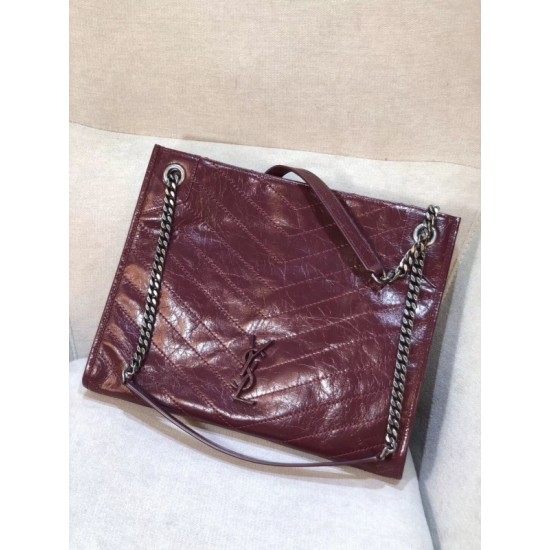 Saint Laurent Medium Niki Shopping Bag In Bordeaux Leather