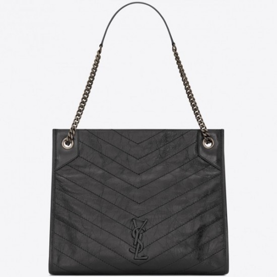 Saint Laurent Medium Niki Shopping Bag In Storm Leather