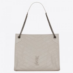 Saint Laurent Medium Niki Shopping Bag In White Leather