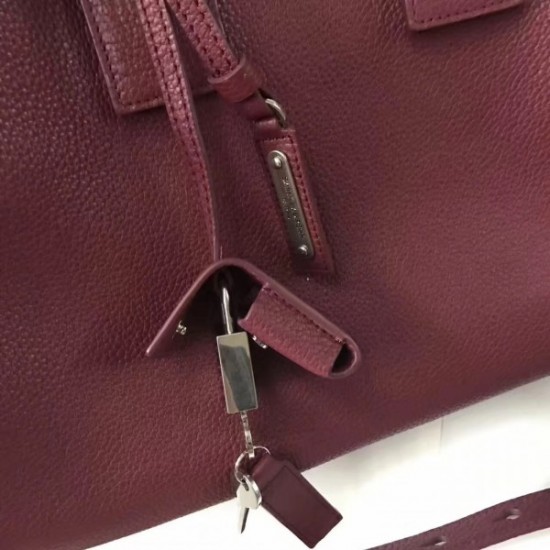 Saint Laurent Small Sac de Jour Souple Bag In Ruby Grained Leather