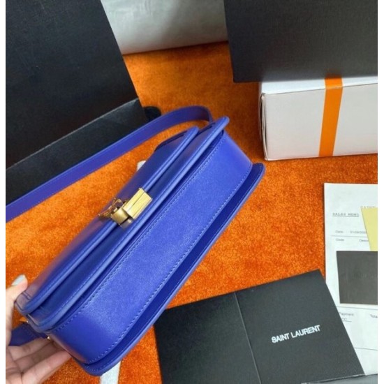 Saint Laurent Solferino Medium Bag In Blue Box Calfskin