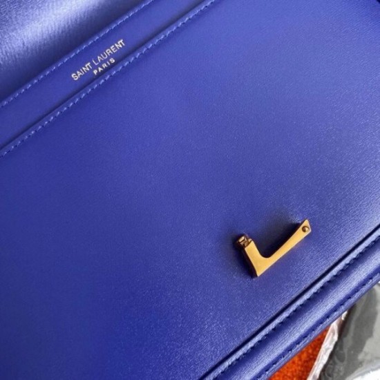 Saint Laurent Solferino Medium Bag In Blue Box Calfskin