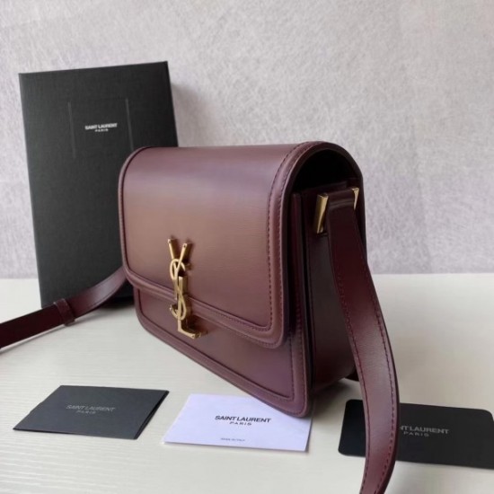 Saint Laurent Solferino Medium Bag In Bordeaux Calfskin