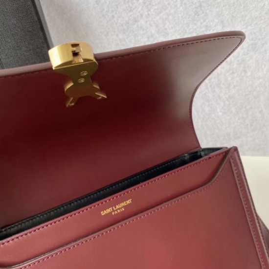 Saint Laurent Solferino Medium Bag In Bordeaux Calfskin