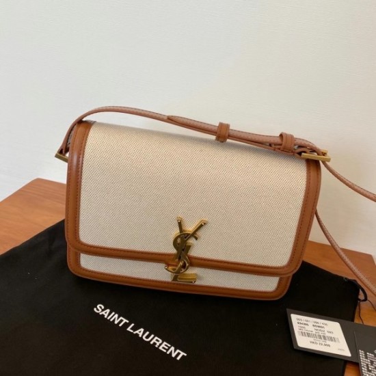 Saint Laurent Solferino Medium Bag In Canvas with Calfskin