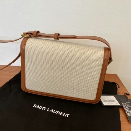 Saint Laurent Solferino Medium Bag In Canvas with Calfskin