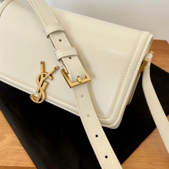 Saint Laurent Solferino Medium Bag In White Calfskin