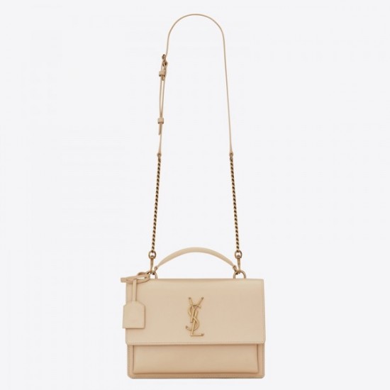 Saint Laurent New Medium Sunset Bag In Beige Calfskin