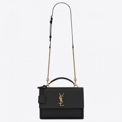 Saint Laurent New Medium Sunset Bag In Black Calfskin