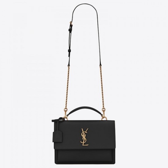 Saint Laurent New Medium Sunset Bag In Black Calfskin