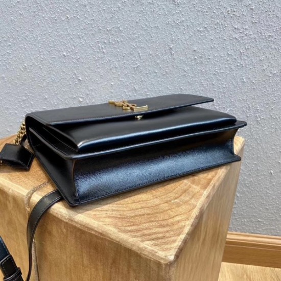 Saint Laurent New Medium Sunset Bag In Black Calfskin