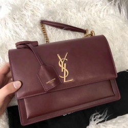 Saint Laurent Sunset Medium Bag In Bordeaxu Calfskin