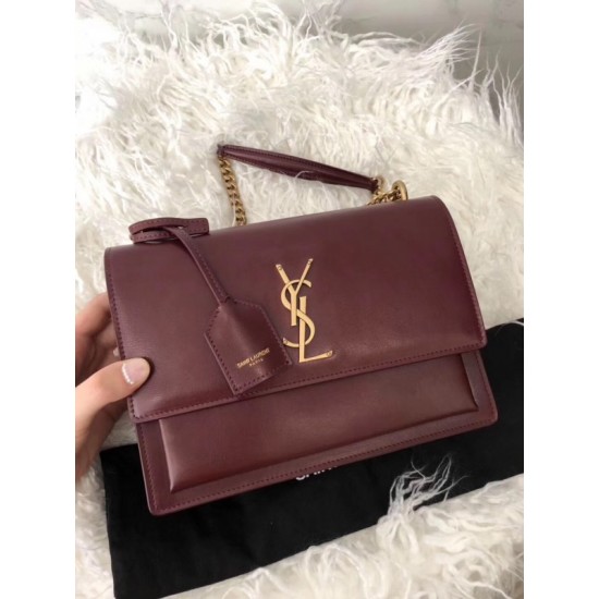 Saint Laurent Sunset Medium Bag In Bordeaxu Calfskin