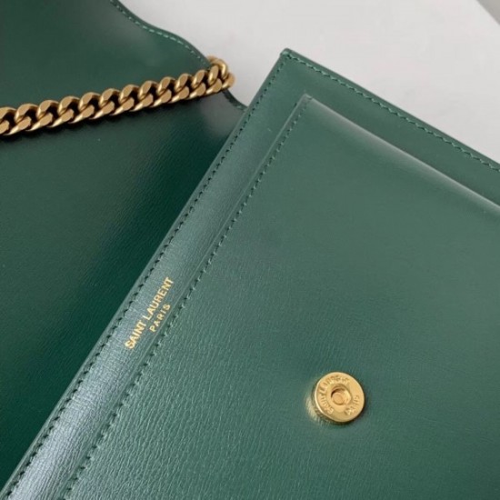 Saint Laurent Sunset Medium Bag In Green Calfskin