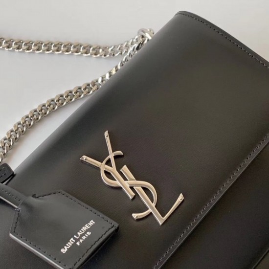 Saint Laurent Sunset Medium Bag In Noir Calfskin