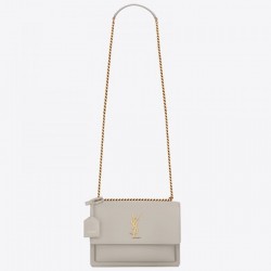 Saint Laurent Sunset Medium Bag In White Calfskin