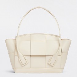 Bottega Veneta Arco Medium Bag In White Intrecciato Calfskin