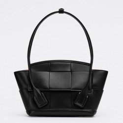 Bottega Veneta Arco Small Bag In Black Intrecciato Calfskin