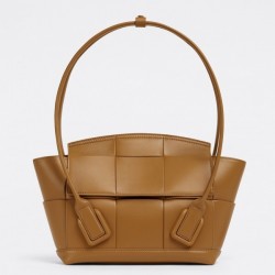 Bottega Veneta Arco Small Bag In Caramel Intrecciato Calfskin