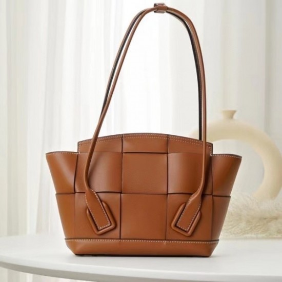 Bottega Veneta Arco Small Bag In Caramel Intrecciato Calfskin