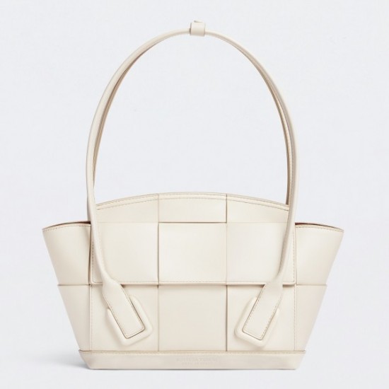 Bottega Veneta Arco Small Bag In White Intrecciato Calfskin