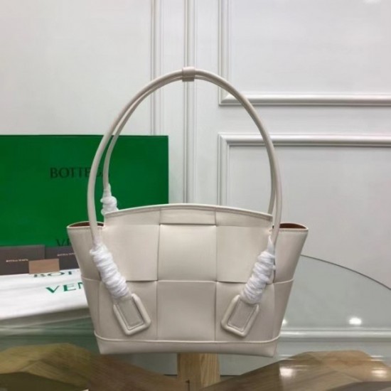 Bottega Veneta Arco Small Bag In White Intrecciato Calfskin