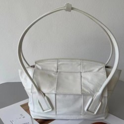 Bottega Veneta Arco Small Bag In White Intrecciato Leather