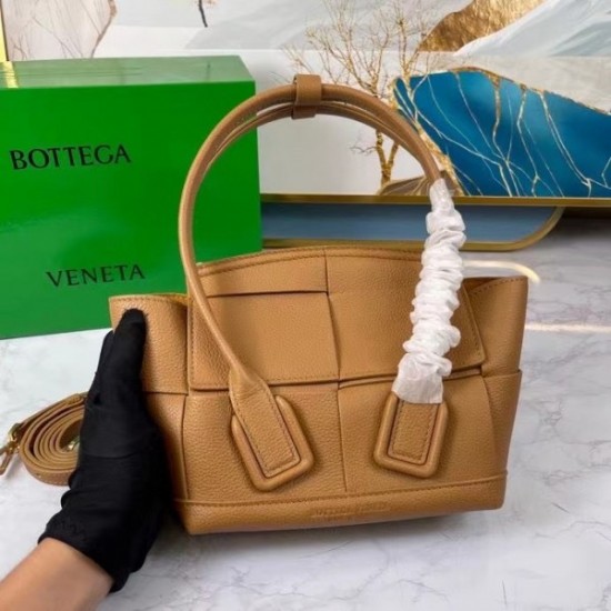 Bottega Veneta Mini Arco Bag In Caramel Intrecciato Leather