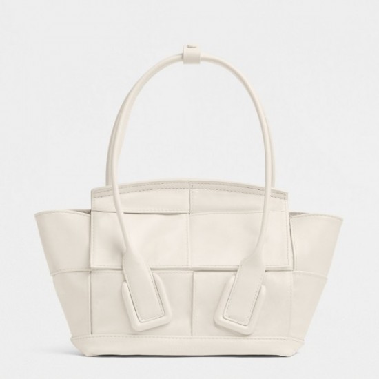 Bottega Veneta Mini Arco Bag In White Intrecciato Leather