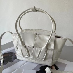 Bottega Veneta Mini Arco Bag In White Intrecciato Leather