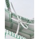 Bottega Veneta White Arco Small Tote with Green Overlock Stitching