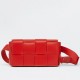 Bottega Veneta Cassette Belt Bag In Red Intrecciato Leather