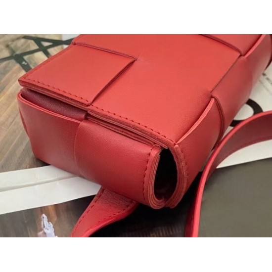 Bottega Veneta Cassette Belt Bag In Red Intrecciato Leather